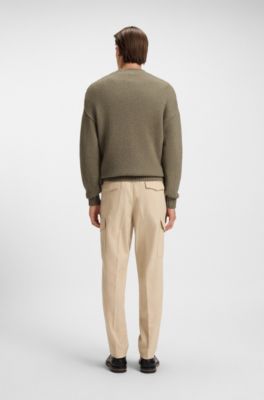 Oversized-fit sweater in cashmere with cotton, Brown