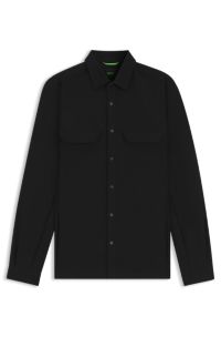 Relaxed-fit overshirt in stretch gabardine, Black