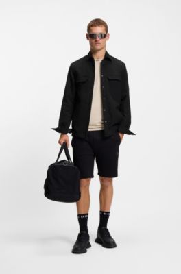 Relaxed-fit overshirt in stretch gabardine, Black