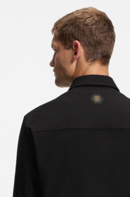 Relaxed-fit overshirt in stretch gabardine, Black