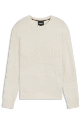 Relaxed-fit sweater with structured pattern, Natural