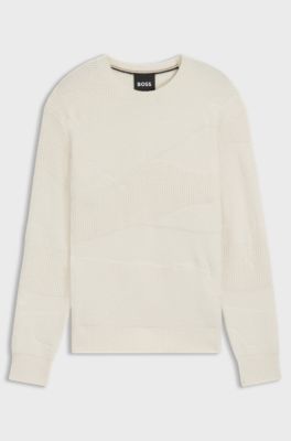 Relaxed-fit sweater with structured pattern, Natural