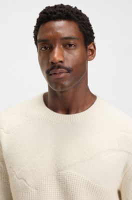 Relaxed-fit sweater with structured pattern, Natural