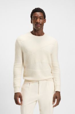 Relaxed-fit sweater with structured pattern, Natural