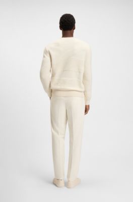 Relaxed-fit sweater with structured pattern, Natural