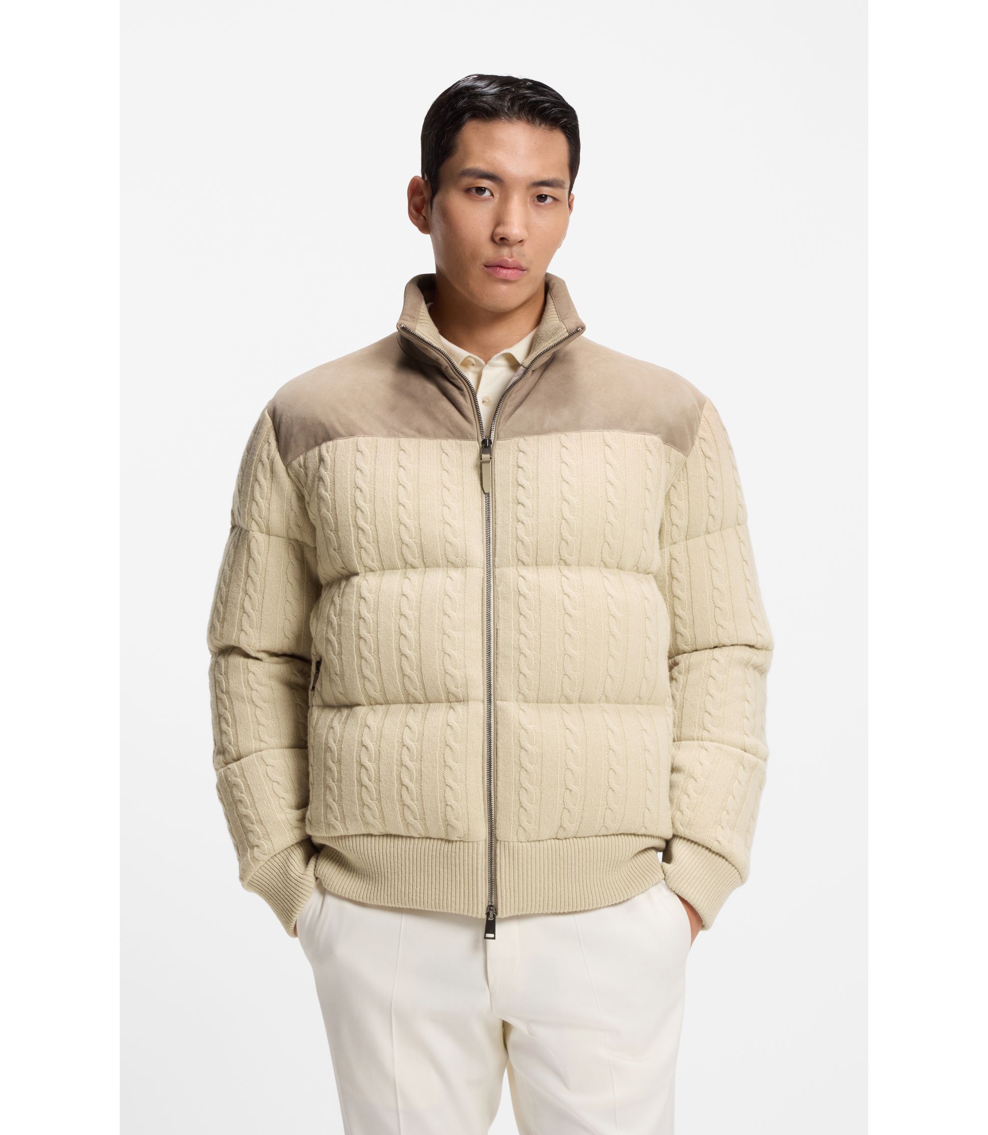 BOSS - ダウンジャケット ウール/カシミア スエードディテール