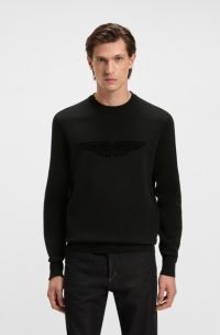 BOSS x ASTON MARTIN wool sweater with embroidered logo, Black