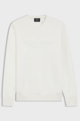 BOSS x ASTON MARTIN wool sweater with embroidered logo, White