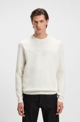 BOSS x ASTON MARTIN wool sweater with embroidered logo, White