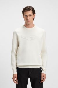 BOSS x ASTON MARTIN wool sweater with embroidered logo, White