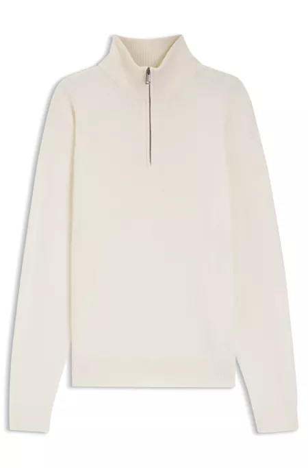 Zip-neck sweater in alpaca wool