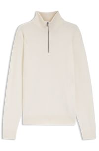 Zip-neck sweater in alpaca wool, Natural