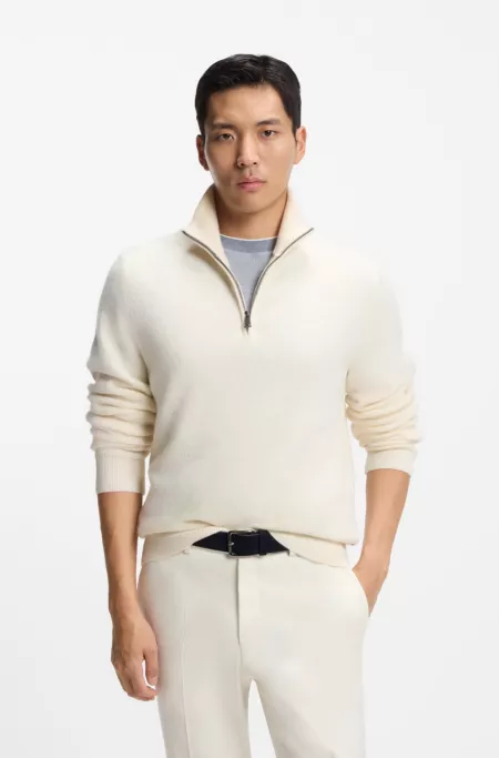 Zip-neck sweater in alpaca wool