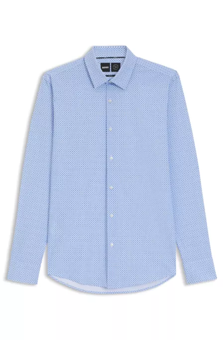 Slim-fit shirt in printed performance-stretch jersey