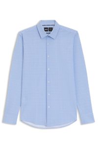 Slim-fit shirt in printed performance-stretch jersey, Light Blue