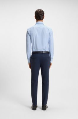 Slim-fit shirt in printed performance-stretch jersey, Light Blue stripes