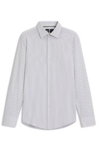Slim-fit shirt in striped performance-stretch fabric, Light Brown