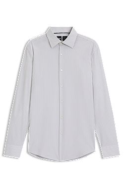 Slim-fit shirt in striped performance-stretch fabric