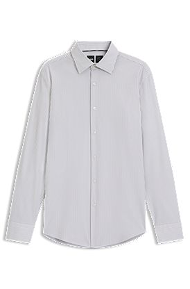 Slim-fit shirt in striped performance-stretch fabric