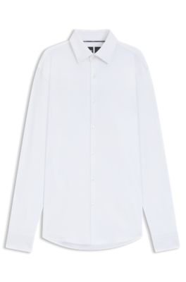 Slim-fit overhemd van geborstelde stretchflanel, Wit