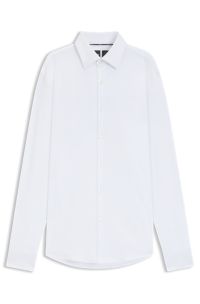 Slim-fit shirt in brushed stretch flannel, White