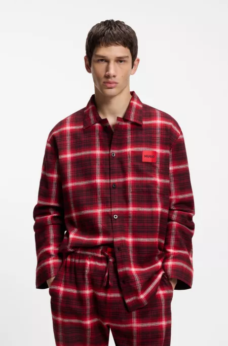 Checked-cotton pyjamas with logo labels