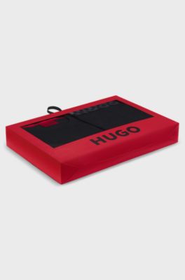 Relaxed-fit pyjamas in stretch jersey with split logos, Black