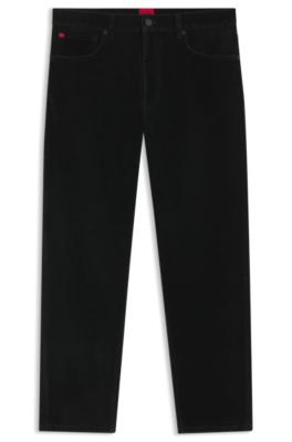 Tapered-fit jeans in cotton velvet, Black