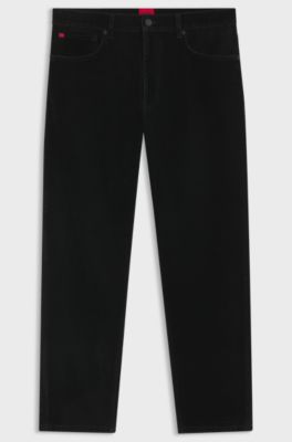 Tapered-fit jeans in cotton velvet, Black