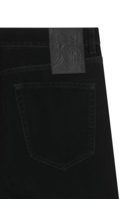 Tapered-fit jeans in cotton velvet, Black