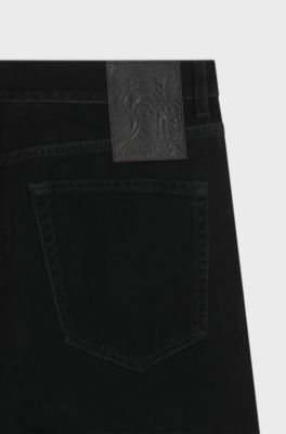 Tapered-fit jeans in cotton velvet, Black