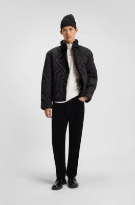 Tapered-fit jeans in cotton velvet, Black