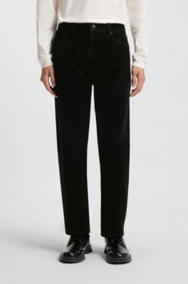 Tapered-fit jeans in cotton velvet, Black