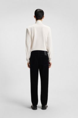 Tapered-fit jeans in cotton velvet, Black