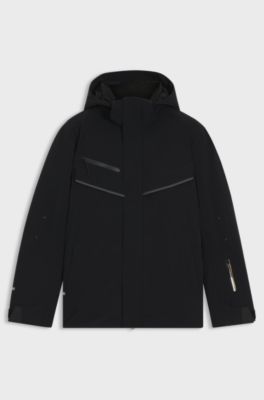 BOSS Ski water-repellent padded jacket with logo, Black