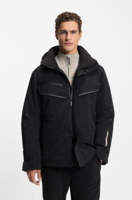 BOSS Ski water-repellent padded jacket with logo, Black