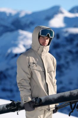 BOSS Ski water-repellent padded jacket with logo, Light Beige