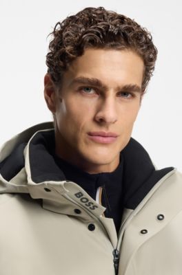 BOSS Ski water-repellent padded jacket with logo, Light Beige