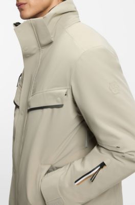 BOSS Ski water-repellent padded jacket with logo, Light Beige