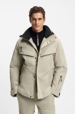 BOSS Ski water-repellent padded jacket with logo, Light Beige