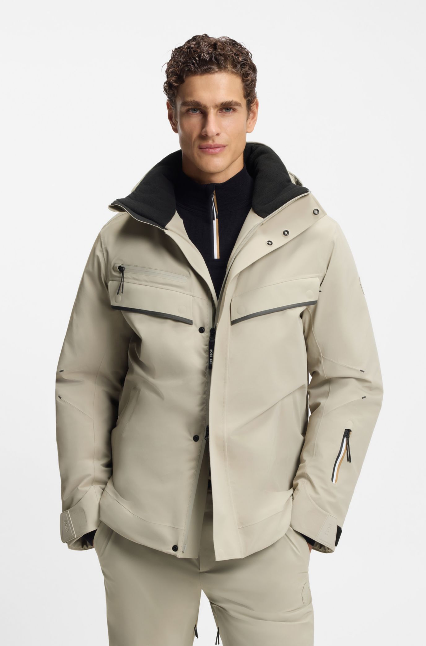 BOSS アイボリー パデッドジャケット BOSS - BOSS Ski はっ水パデッドジャケット ロゴ - ライトベージュ