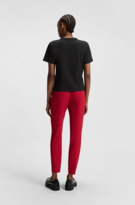 Cotton-jersey T-shirt with glitter-print details, Black