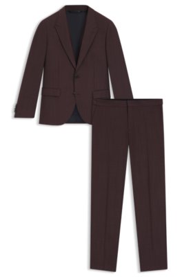Three-piece slim-fit suit in stretch dobby