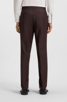 Traje slim fit de tres piezas en tejido dobby el&aacute;stico, Rojo oscuro