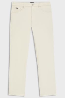 Brushed-finish jeans in Italian stretch denim, Natural