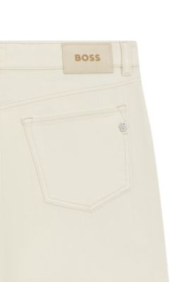 Brushed-finish jeans in Italian stretch denim, Natural
