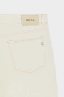 Brushed-finish jeans in Italian stretch denim, Natural