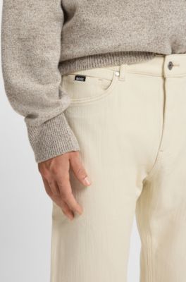 Brushed-finish jeans in Italian stretch denim, Natural