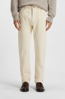 Brushed-finish jeans in Italian stretch denim, Natural