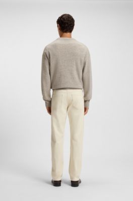 Brushed-finish jeans in Italian stretch denim, Natural